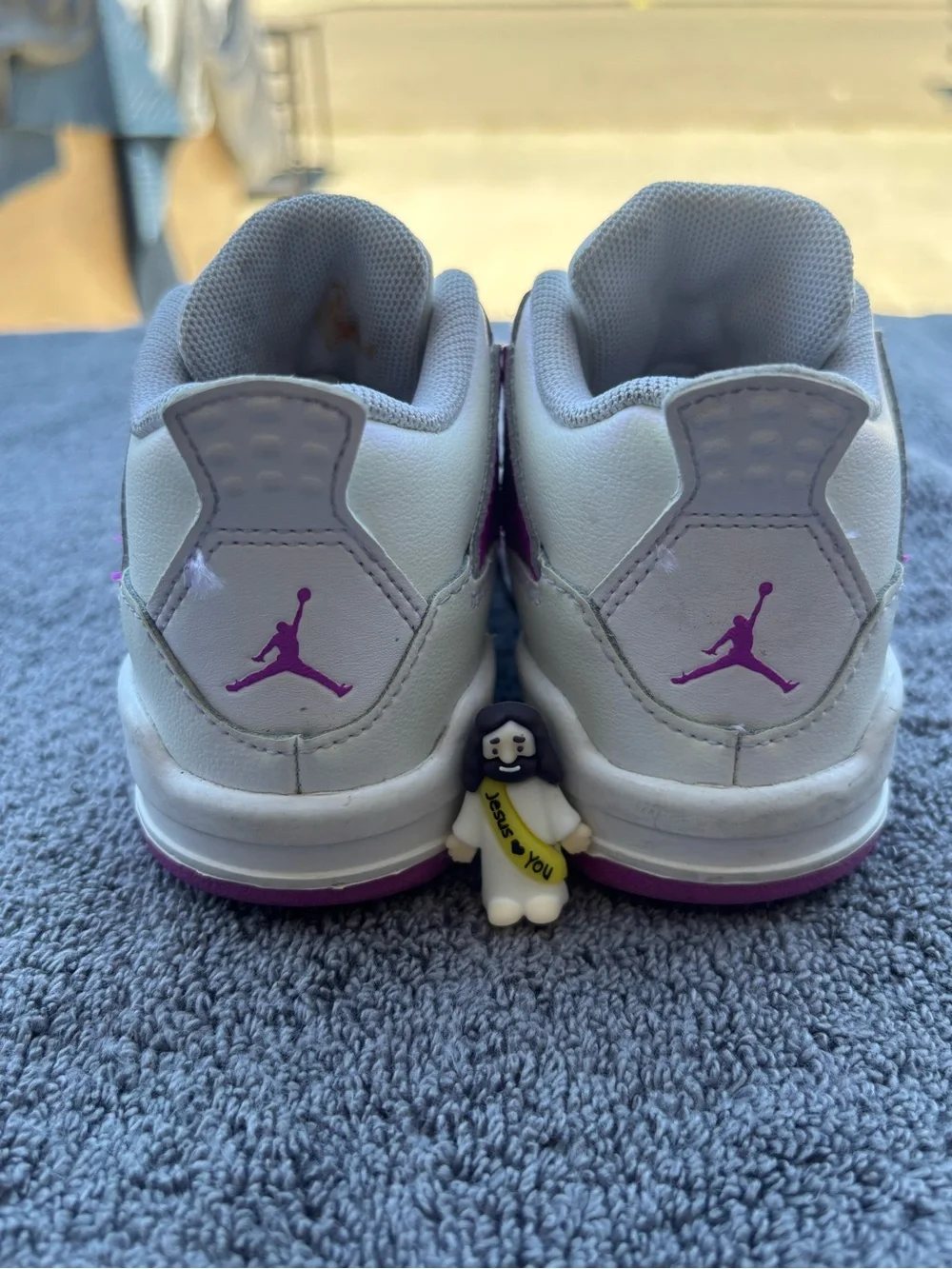 Jordan Kids White and Purple Low-Top Sneakers